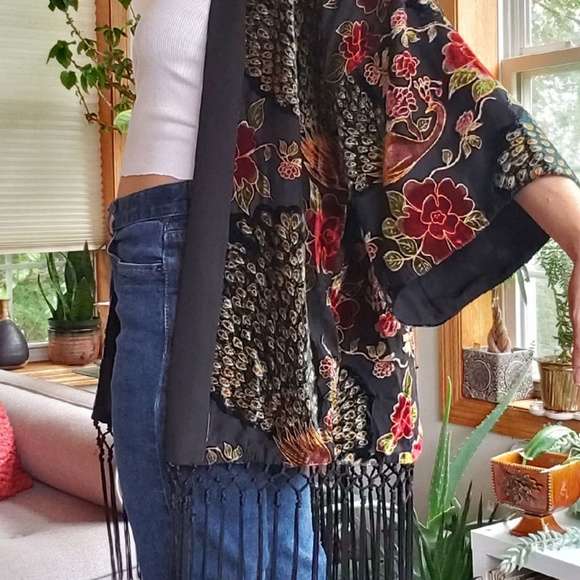 Xhilaration Fringed Burnout Kimono - Picture 5 of 5